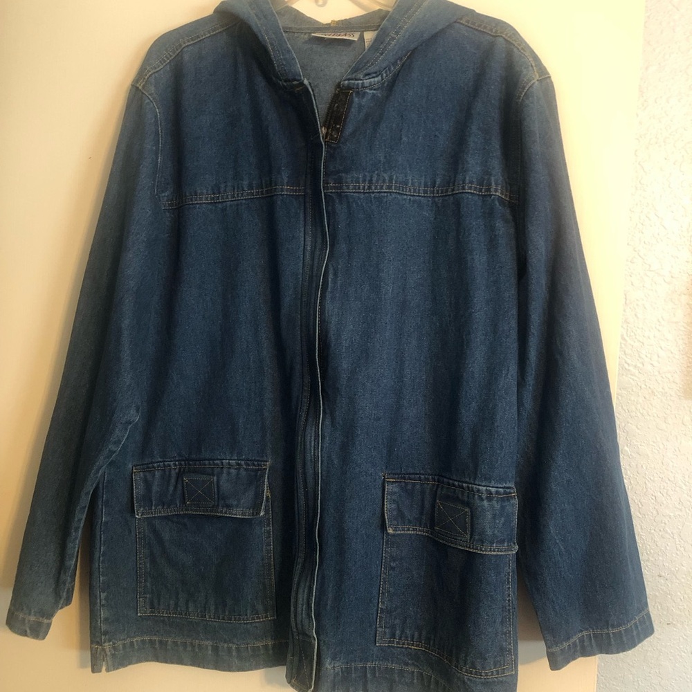 bill blass Blue Denim Hooded Jean Jacket